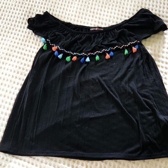 Almost Famous Tops - Off shoulder blouse with Tassel Festival Bohemian Party Hispanic Heritage